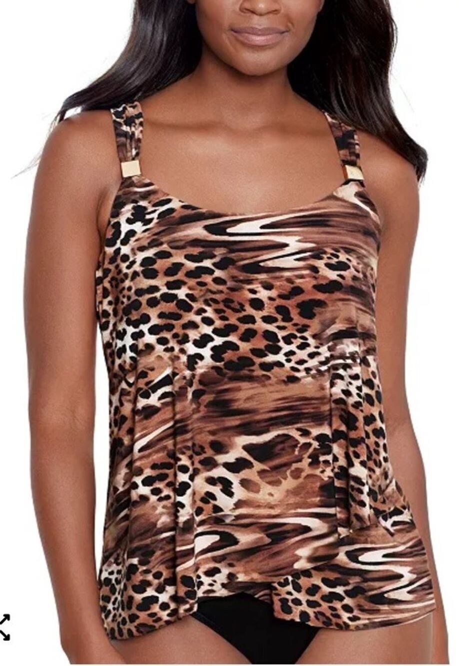 Miraclesuit Women's Ocicat Dazzle Underwire Tankini Top Leopard Sz 10 NWT $150